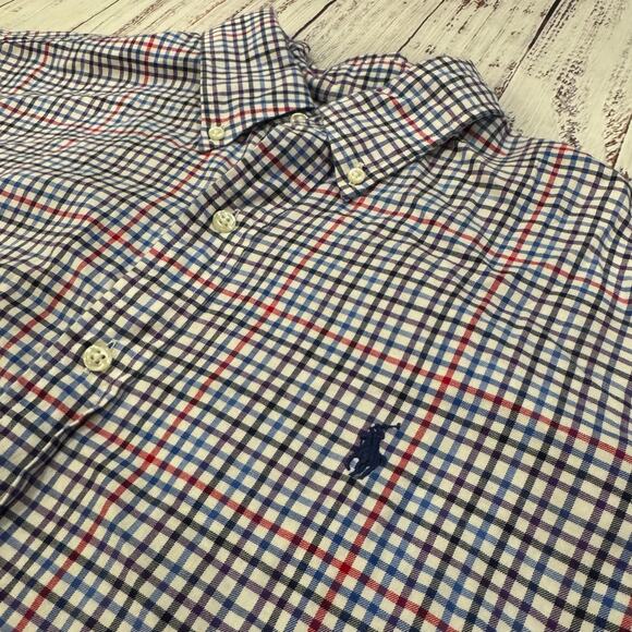 Ralph Lauren Button Down Plaid OCBD Shirt Preppy Cotton Long Sleeve Mens L - Picture 3 of 11